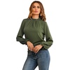 image:imageLYANER Womens Frill Mock Neck Flounce Long Sleeve Solid Blouse Office Shirt TopArmy Green