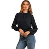 image:imageLYANER Womens Frill Mock Neck Flounce Long Sleeve Solid Blouse Office Shirt TopBlack