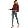 image:imageLYANER Womens Frill Mock Neck Flounce Long Sleeve Solid Blouse Office Shirt TopCaramel