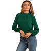 image:imageLYANER Womens Frill Mock Neck Flounce Long Sleeve Solid Blouse Office Shirt TopDark Green
