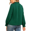 image:imageLYANER Womens Frill Mock Neck Flounce Long Sleeve Solid Blouse Office Shirt TopDark Green