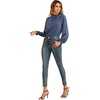 image:imageLYANER Womens Frill Mock Neck Flounce Long Sleeve Solid Blouse Office Shirt TopDusty Blue