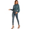 image:imageLYANER Womens Frill Mock Neck Flounce Long Sleeve Solid Blouse Office Shirt TopTurquoise