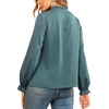 image:imageLYANER Womens Frill Mock Neck Flounce Long Sleeve Solid Blouse Office Shirt TopTurquoise