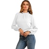image:imageLYANER Womens Frill Mock Neck Flounce Long Sleeve Solid Blouse Office Shirt TopWhite