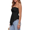 image:imageLYANER Womens Frill Shirred Ruffle Hem Strapless Tube Top Sleeveless Pleated Peplum Bandeau BlouseBlack