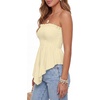 image:imageLYANER Womens Frill Shirred Ruffle Hem Strapless Tube Top Sleeveless Pleated Peplum Bandeau BlouseChampagne