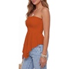 image:imageLYANER Womens Frill Shirred Ruffle Hem Strapless Tube Top Sleeveless Pleated Peplum Bandeau BlouseDark Orange