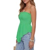 image:imageLYANER Womens Frill Shirred Ruffle Hem Strapless Tube Top Sleeveless Pleated Peplum Bandeau BlouseGrass Green