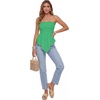 image:imageLYANER Womens Frill Shirred Ruffle Hem Strapless Tube Top Sleeveless Pleated Peplum Bandeau BlouseGrass Green
