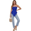 image:imageLYANER Womens Frill Shirred Ruffle Hem Strapless Tube Top Sleeveless Pleated Peplum Bandeau BlouseLight Royal