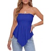 image:imageLYANER Womens Frill Shirred Ruffle Hem Strapless Tube Top Sleeveless Pleated Peplum Bandeau BlouseLight Royal