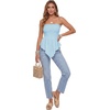 image:imageLYANER Womens Frill Shirred Ruffle Hem Strapless Tube Top Sleeveless Pleated Peplum Bandeau BlouseSky Blue