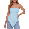 image:imageLYANER Womens Frill Shirred Ruffle Hem Strapless Tube Top Sleeveless Pleated Peplum Bandeau BlouseSky Blue