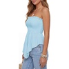 image:imageLYANER Womens Frill Shirred Ruffle Hem Strapless Tube Top Sleeveless Pleated Peplum Bandeau BlouseSky Blue