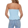 image:imageLYANER Womens Frill Shirred Ruffle Hem Strapless Tube Top Sleeveless Pleated Peplum Bandeau BlouseSky Blue