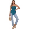 image:imageLYANER Womens Frill Shirred Ruffle Hem Strapless Tube Top Sleeveless Pleated Peplum Bandeau BlouseTeal Blue