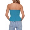 image:imageLYANER Womens Frill Shirred Ruffle Hem Strapless Tube Top Sleeveless Pleated Peplum Bandeau BlouseTurquoise Green