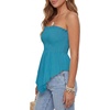 image:imageLYANER Womens Frill Shirred Ruffle Hem Strapless Tube Top Sleeveless Pleated Peplum Bandeau BlouseTurquoise Green