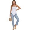 image:imageLYANER Womens Frill Shirred Ruffle Hem Strapless Tube Top Sleeveless Pleated Peplum Bandeau BlouseWhite