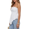 image:imageLYANER Womens Frill Shirred Ruffle Hem Strapless Tube Top Sleeveless Pleated Peplum Bandeau BlouseWhite