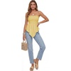 image:imageLYANER Womens Frill Shirred Ruffle Hem Strapless Tube Top Sleeveless Pleated Peplum Bandeau BlouseYellow