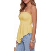image:imageLYANER Womens Frill Shirred Ruffle Hem Strapless Tube Top Sleeveless Pleated Peplum Bandeau BlouseYellow