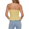 image:imageLYANER Womens Frill Shirred Ruffle Hem Strapless Tube Top Sleeveless Pleated Peplum Bandeau BlouseYellow