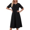 image:imageLYANER Womens Hollow Out Short Sleeve Round Neck Wedding Guest Midi Dress with PocketsBlack