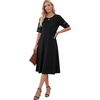 image:imageLYANER Womens Hollow Out Short Sleeve Round Neck Wedding Guest Midi Dress with PocketsBlack