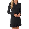 image:imageLYANER Womens Knit Mini Dress Collared Neck Long Sleeve Ruffle Trim Business Casual Sweater Short DressesBlack