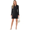 image:imageLYANER Womens Knit Mini Dress Collared Neck Long Sleeve Ruffle Trim Business Casual Sweater Short DressesBlack
