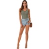 image:imageLYANER Womens Lace Trim V Neck Camisole Top Ribbed Knit Basic Cami Tank Sleeveless Undershirt TopsArmy Green