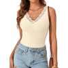 image:imageLYANER Womens Lace Trim V Neck Camisole Top Ribbed Knit Basic Cami Tank Sleeveless Undershirt TopsBeige