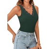 image:imageLYANER Womens Lace Trim V Neck Camisole Top Ribbed Knit Basic Cami Tank Sleeveless Undershirt TopsDark Green
