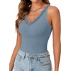 image:imageLYANER Womens Lace Trim V Neck Camisole Top Ribbed Knit Basic Cami Tank Sleeveless Undershirt TopsDusty Blue