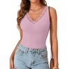 image:imageLYANER Womens Lace Trim V Neck Camisole Top Ribbed Knit Basic Cami Tank Sleeveless Undershirt TopsDusty Pink
