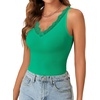 image:imageLYANER Womens Lace Trim V Neck Camisole Top Ribbed Knit Basic Cami Tank Sleeveless Undershirt TopsGreen