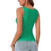 image:imageLYANER Womens Lace Trim V Neck Camisole Top Ribbed Knit Basic Cami Tank Sleeveless Undershirt TopsGreen