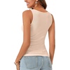 image:imageLYANER Womens Lace Trim V Neck Camisole Top Ribbed Knit Basic Cami Tank Sleeveless Undershirt TopsKhaki