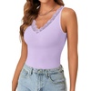 image:imageLYANER Womens Lace Trim V Neck Camisole Top Ribbed Knit Basic Cami Tank Sleeveless Undershirt TopsLight Purple