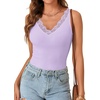 image:imageLYANER Womens Lace Trim V Neck Camisole Top Ribbed Knit Basic Cami Tank Sleeveless Undershirt TopsLight Purple