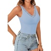 image:imageLYANER Womens Lace Trim V Neck Camisole Top Ribbed Knit Basic Cami Tank Sleeveless Undershirt TopsPale Blue