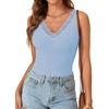 image:imageLYANER Womens Lace Trim V Neck Camisole Top Ribbed Knit Basic Cami Tank Sleeveless Undershirt TopsPale Blue