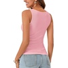 image:imageLYANER Womens Lace Trim V Neck Camisole Top Ribbed Knit Basic Cami Tank Sleeveless Undershirt TopsPink