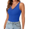 image:imageLYANER Womens Lace Trim V Neck Camisole Top Ribbed Knit Basic Cami Tank Sleeveless Undershirt TopsRoyal Blue