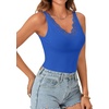 image:imageLYANER Womens Lace Trim V Neck Camisole Top Ribbed Knit Basic Cami Tank Sleeveless Undershirt TopsRoyal Blue