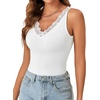 image:imageLYANER Womens Lace Trim V Neck Camisole Top Ribbed Knit Basic Cami Tank Sleeveless Undershirt TopsWhite