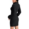 image:imageLYANER Womens Lantern Long Sleeve Mock Neck Ribbed Knit Pullover Mini Bodycon Fall DressBlack