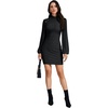 image:imageLYANER Womens Lantern Long Sleeve Mock Neck Ribbed Knit Pullover Mini Bodycon Fall DressBlack